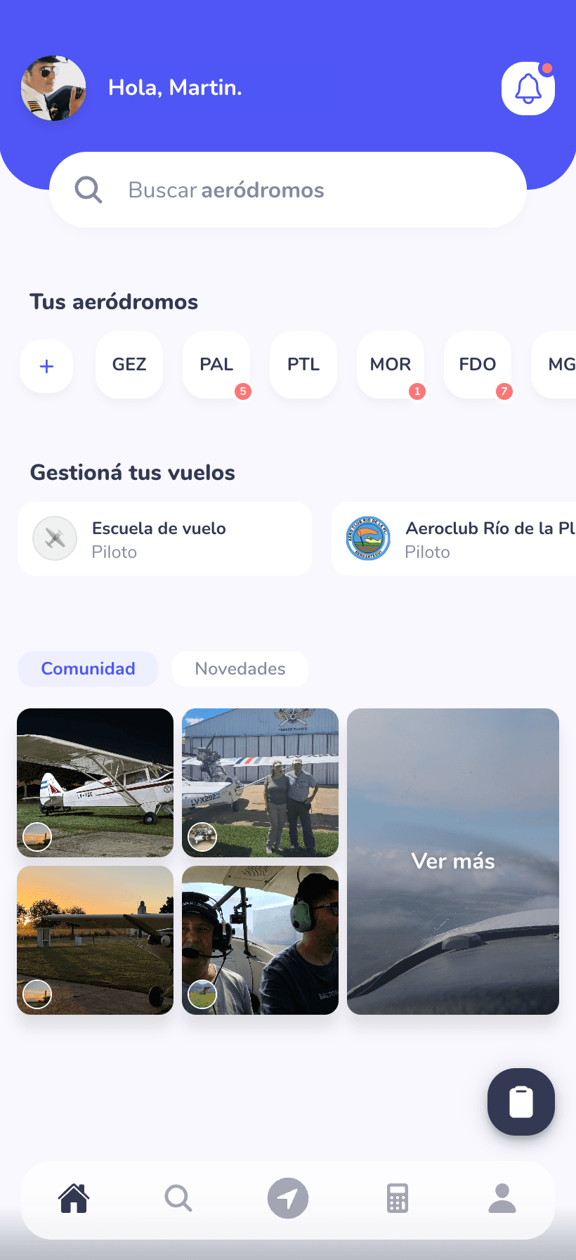 Captura de Pilotfy EFB en el teléfono